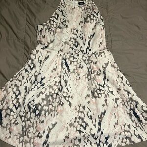 Mossimo Supply Co. Tank, Sleeveless, White Dress with Pink & Gray Abstract Print